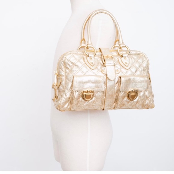 Marc Jacobs Nappa Leather Quilted Venetian Gold Satchel